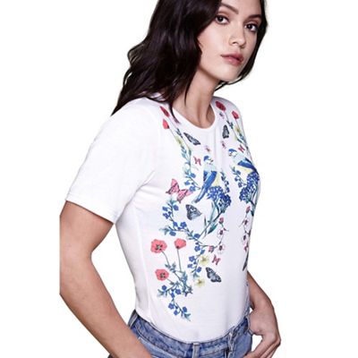 Ivory floral bird t-shirt